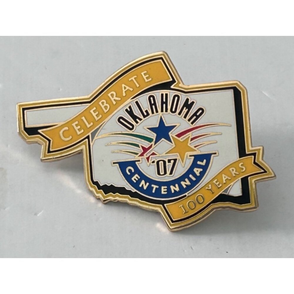 Celebrate Oklahoma Centennial 07 Enamel Lapel Pin Badge